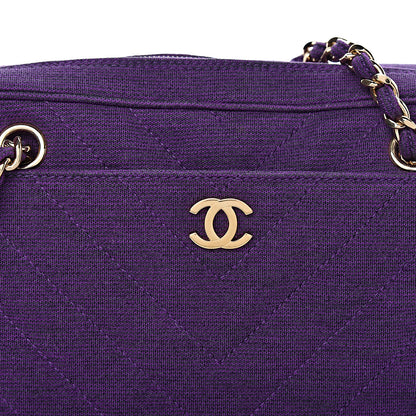 Chanel Jersey Chevron Quilted Camera Case Purple 9 of 11