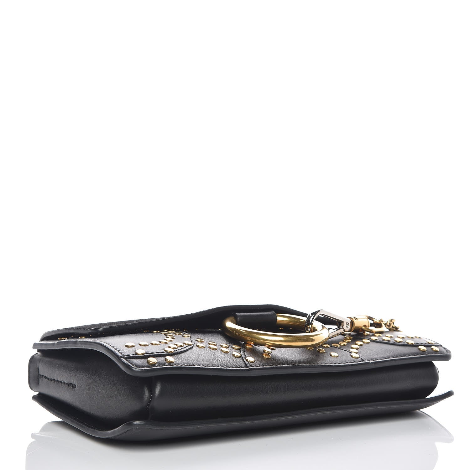 Chloe Suede Calfskin Studded Small Faye Shoulder Bag Black 4 of 11