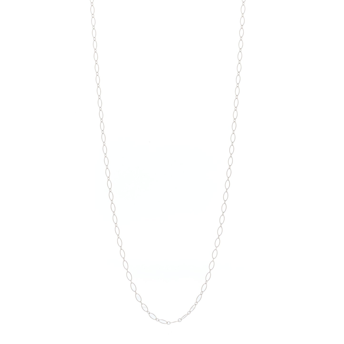 18K White Gold Oval Link Chain Necklace