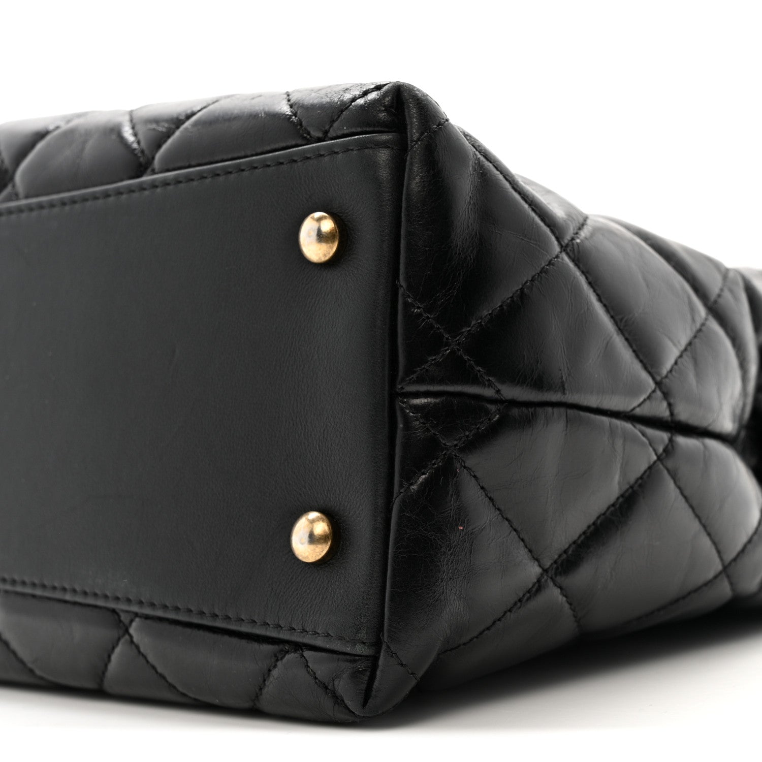 Chanel Glazed Calfskin Quilted Gold Bar Tote Black 11 of 13