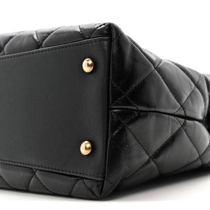 Chanel Glazed Calfskin Quilted Gold Bar Tote Black 11 of 13