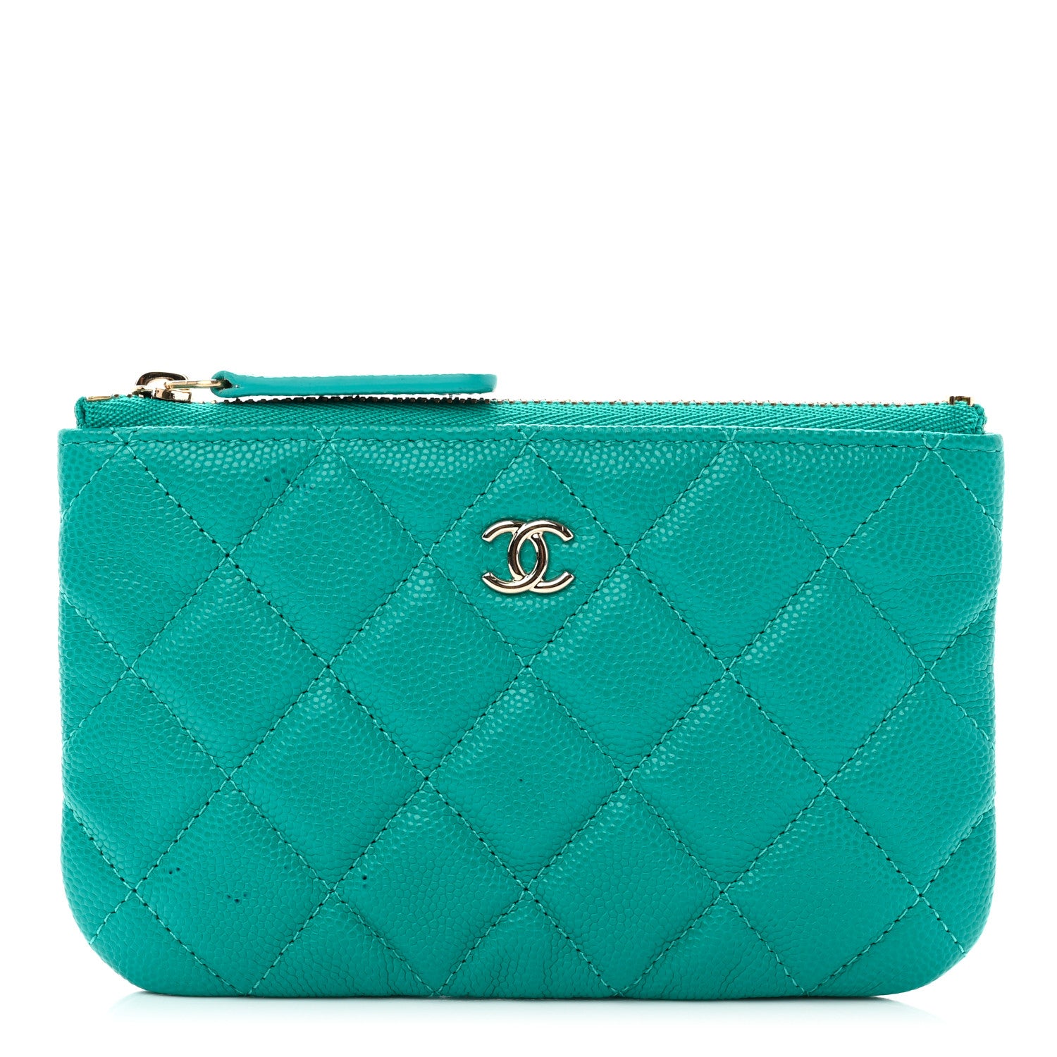 Chanel Caviar Quilted Small Cosmetic Case Turquoise 1 of 8