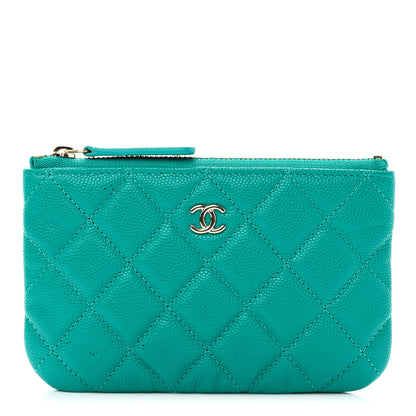Chanel Caviar Quilted Small Cosmetic Case Turquoise 1 of 8