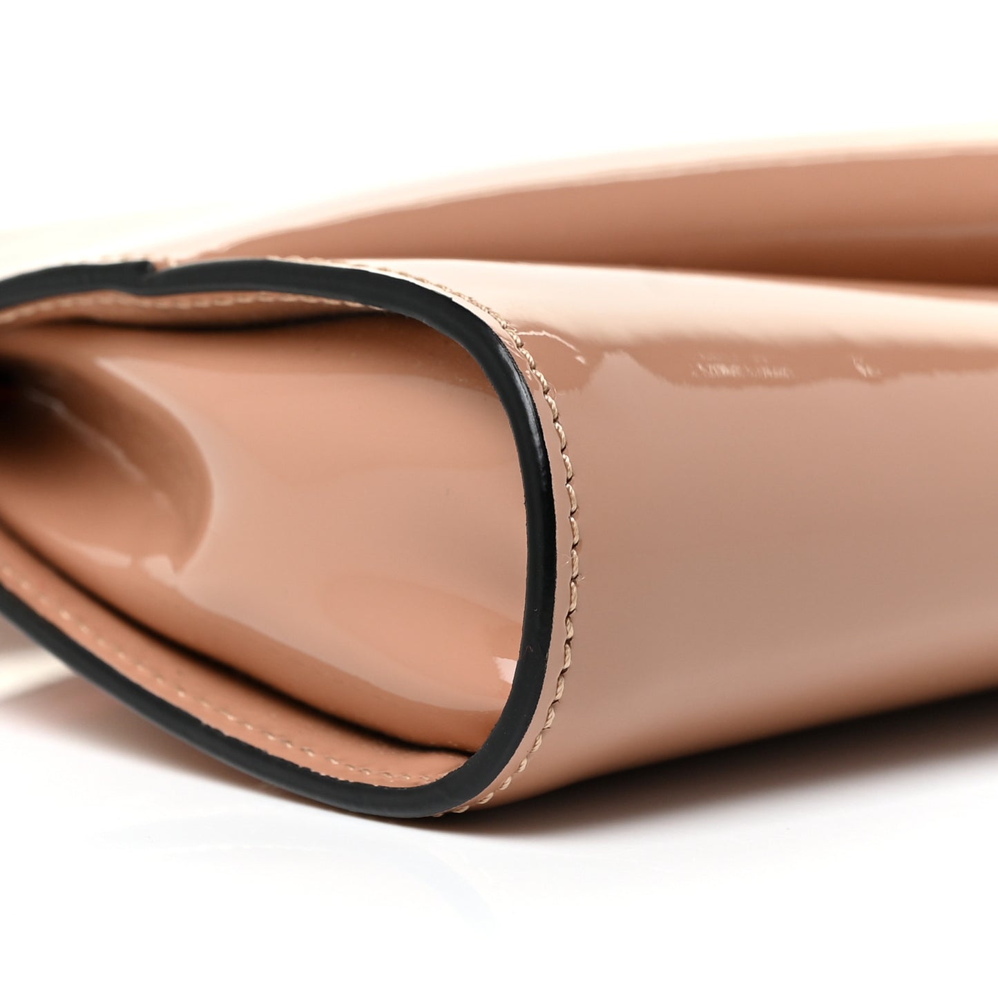 Patent Loubi Twist Zip Clutch Bag Nude