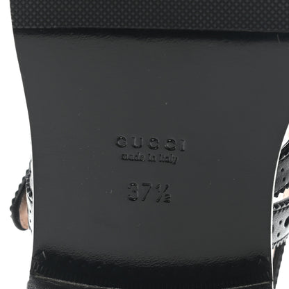 Gucci Calfskin Bee Embroidered Womens Queercore Brogue Wingtip Monk Strap Loafers 37.5 Black 6 of 10