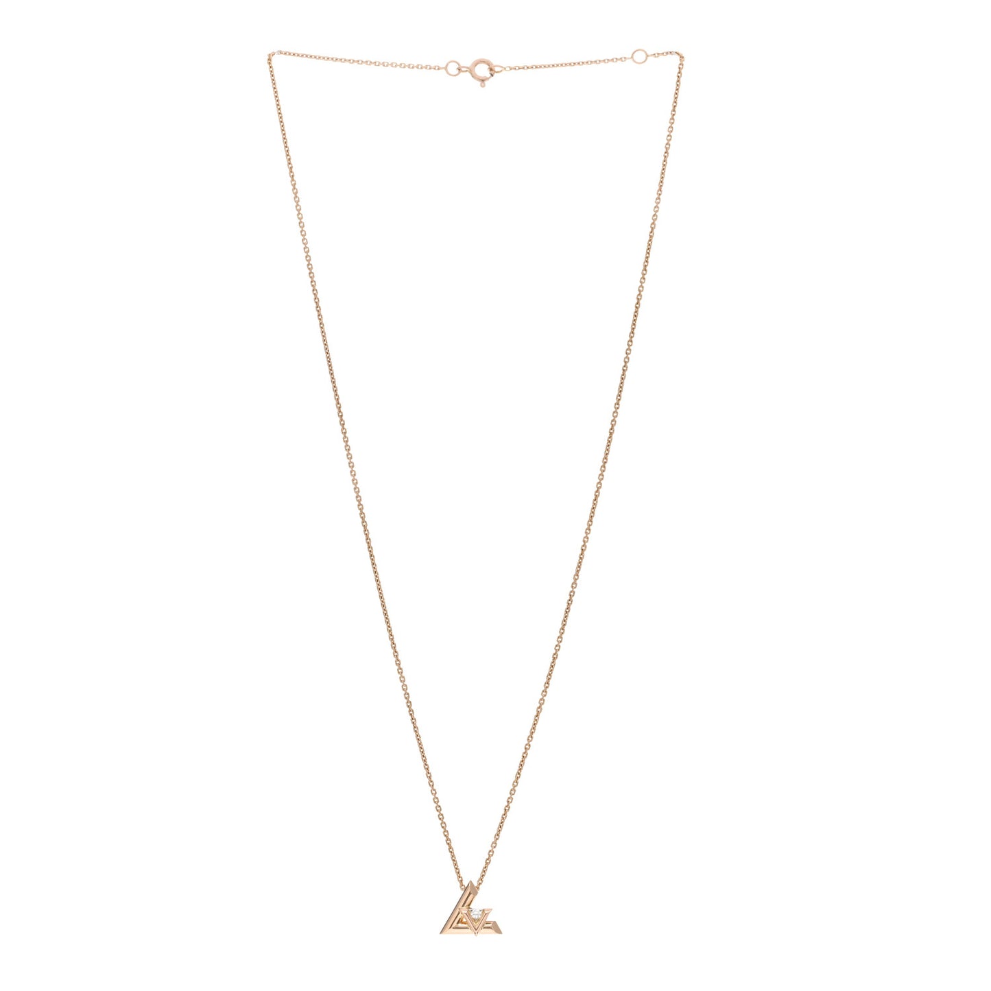 18K Pink Gold Diamond Small LV Volt One Pendant Necklace
