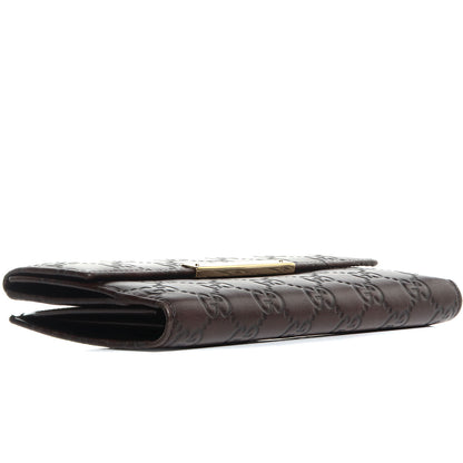 Gucci Guccissima Margaux Calfskin Metal Bar Continental Flap Wallet Chocolate 4 of 8