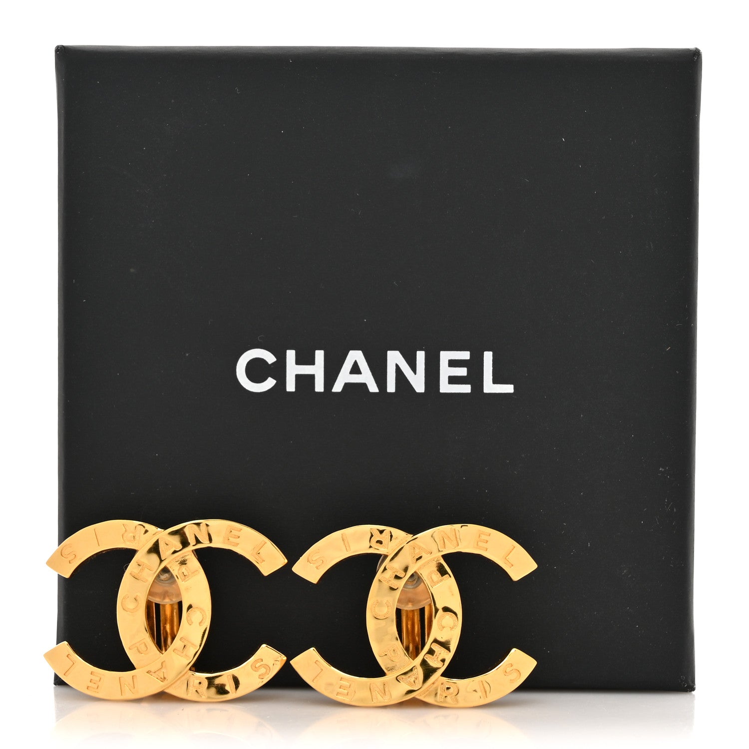 Chanel Metal CC Paris Button Clip On Earrings Gold 5 of 5