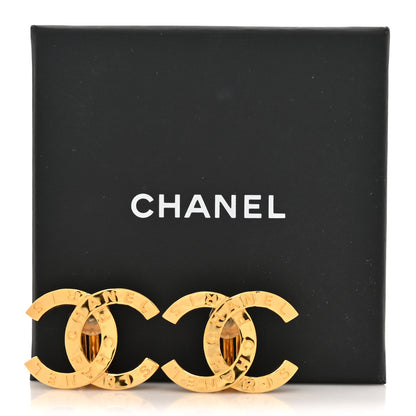 Chanel Metal CC Paris Button Clip On Earrings Gold 5 of 5