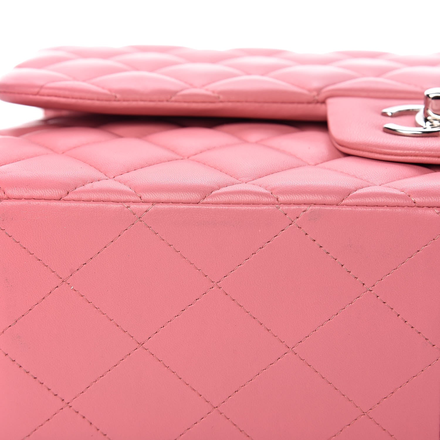 Chanel Lambskin Quilted Jumbo Double Flap Pink 13 of 14