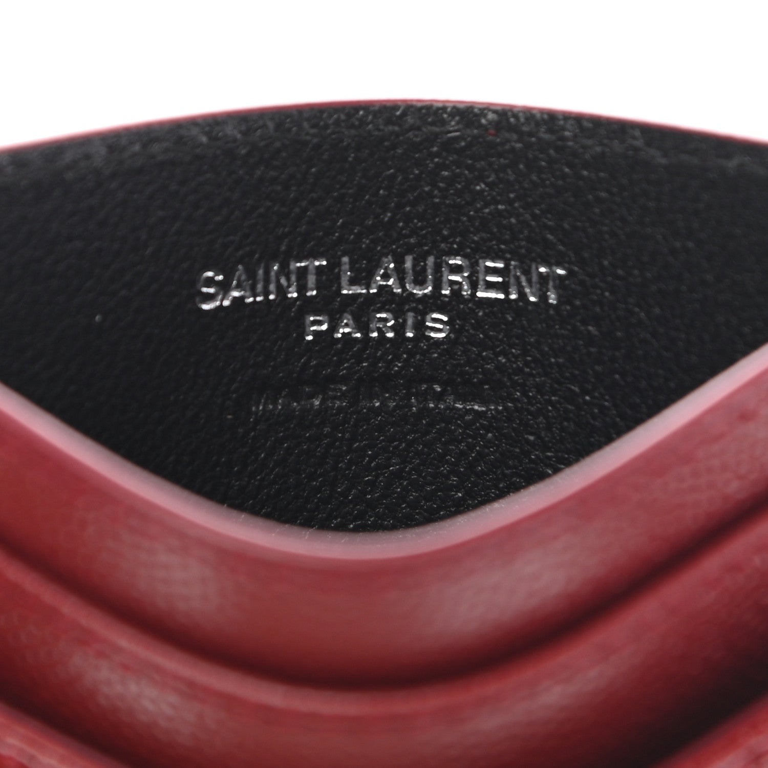 Saint Laurent Grain De Poudre Matelasse Chevron Monogram Credit Card Case Opyum Red 5 of 7