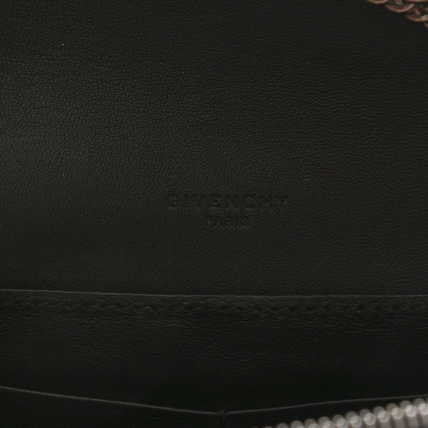Givenchy Metallic Lambskin Logo Chain Wallet Silver 6 of 10