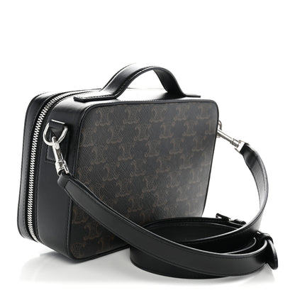 Celine Triomphe Canvas Top Handle Messenger Box Black 3 of 9
