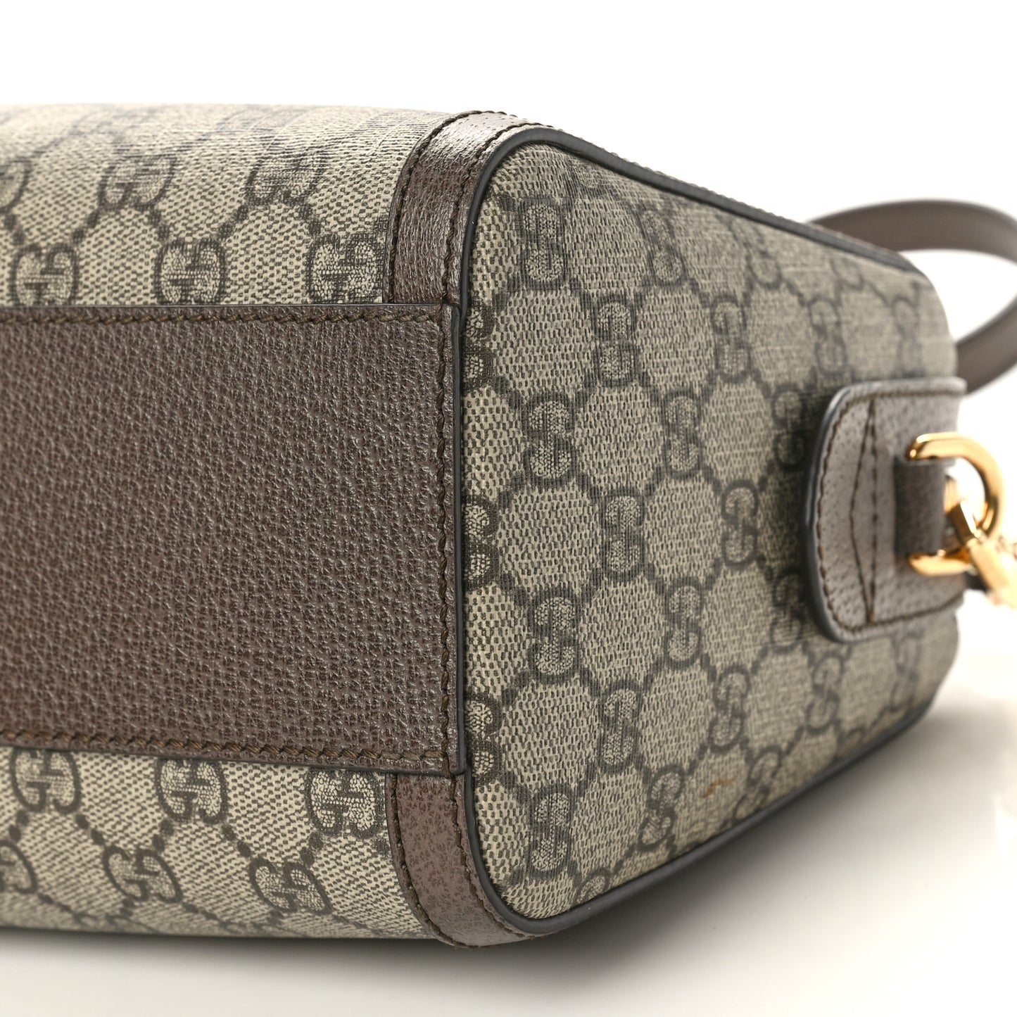 GG Supreme Monogram Textured Dollar Calfskin Web Medium Ophidia Boston Beige Ebony New Acero