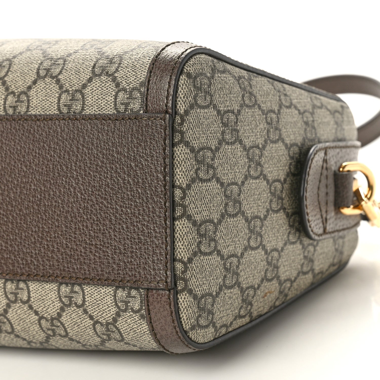 Gucci GG Supreme Monogram Textured Dollar Calfskin Web Medium Ophidia Boston Beige Ebony New Acero 10 of 10