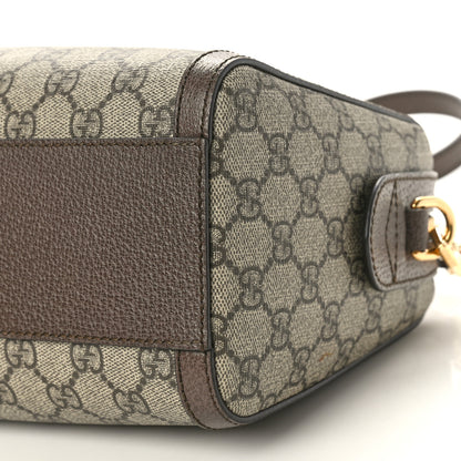 Gucci GG Supreme Monogram Textured Dollar Calfskin Web Medium Ophidia Boston Beige Ebony New Acero 10 of 10