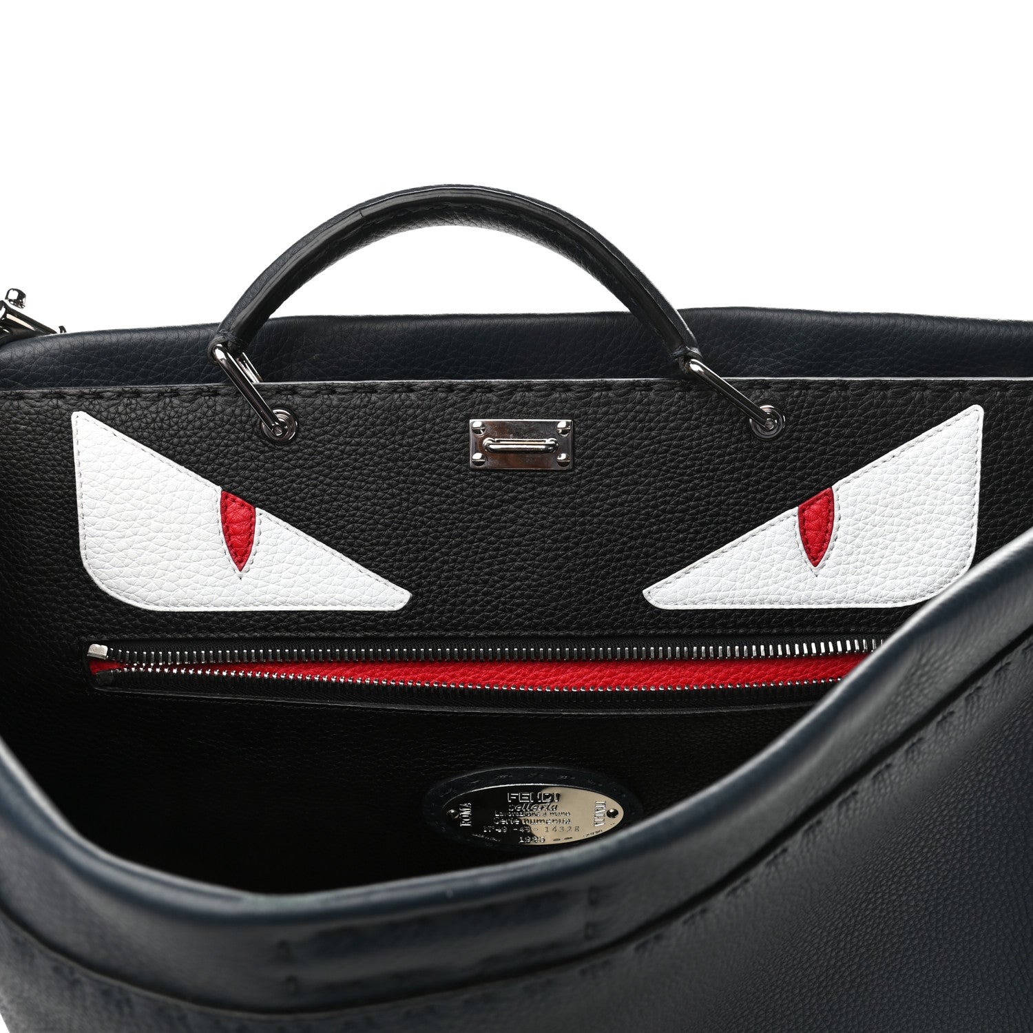 Fendi Cuoio Romano Selleria Monster Eyes Large Mens Peekaboo Iconic Essential Satchel Blue 12 of 12