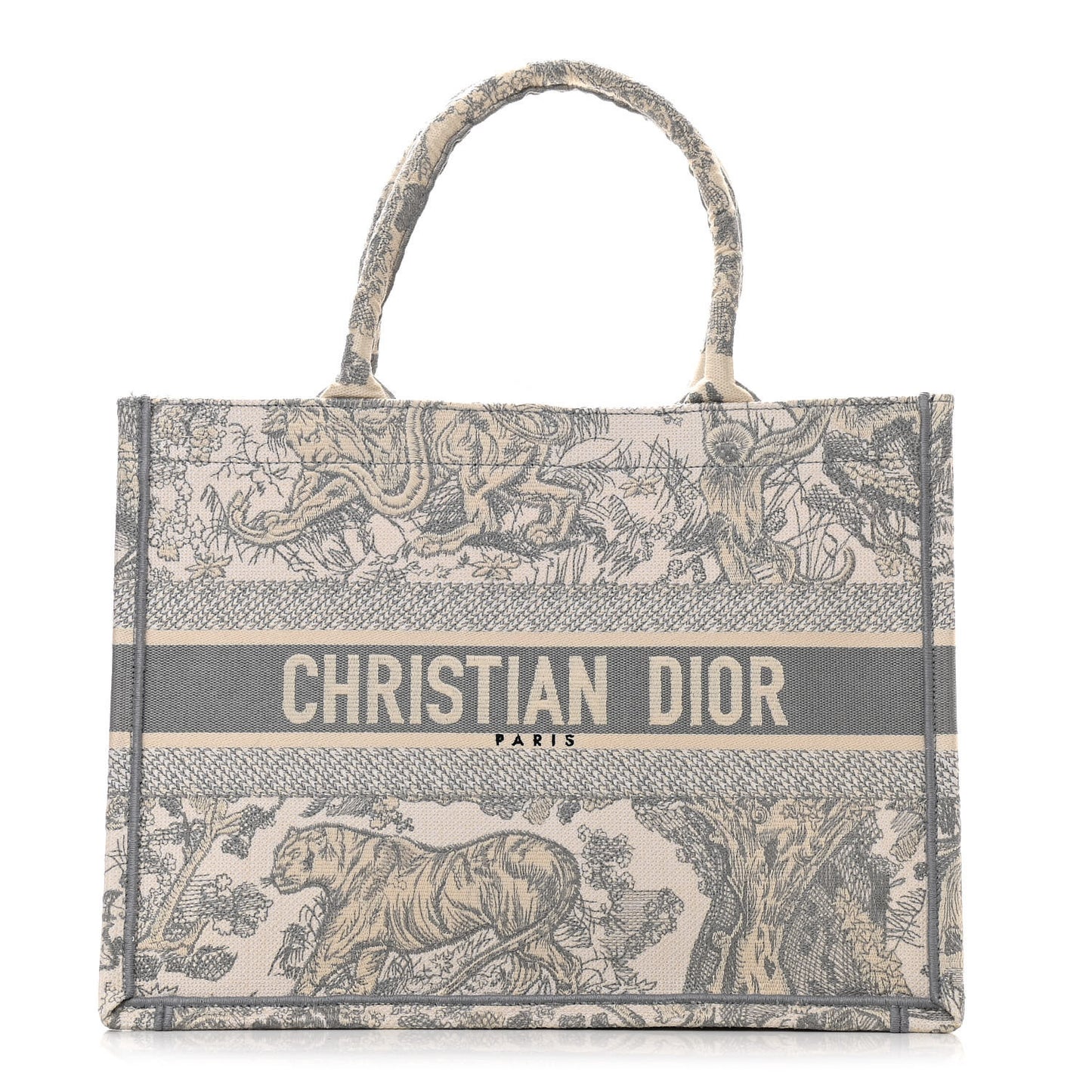Canvas Embroidered Medium Dioriviera Toile De Jouy Book Tote Gray