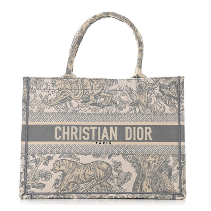 Christian Dior Canvas Embroidered Medium Dioriviera Toile De Jouy Book Tote Gray 1 of 10