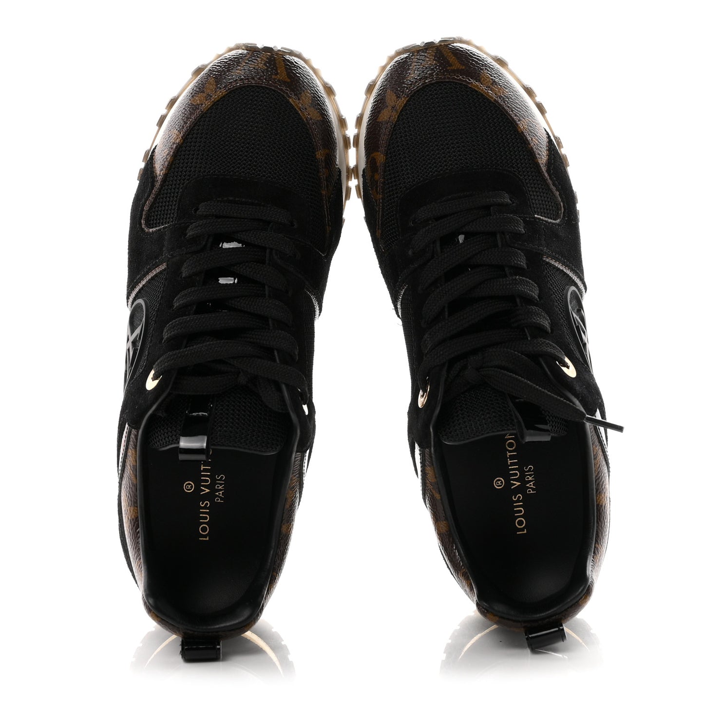 Suede Monogram Run Away Sneakers 35 Black