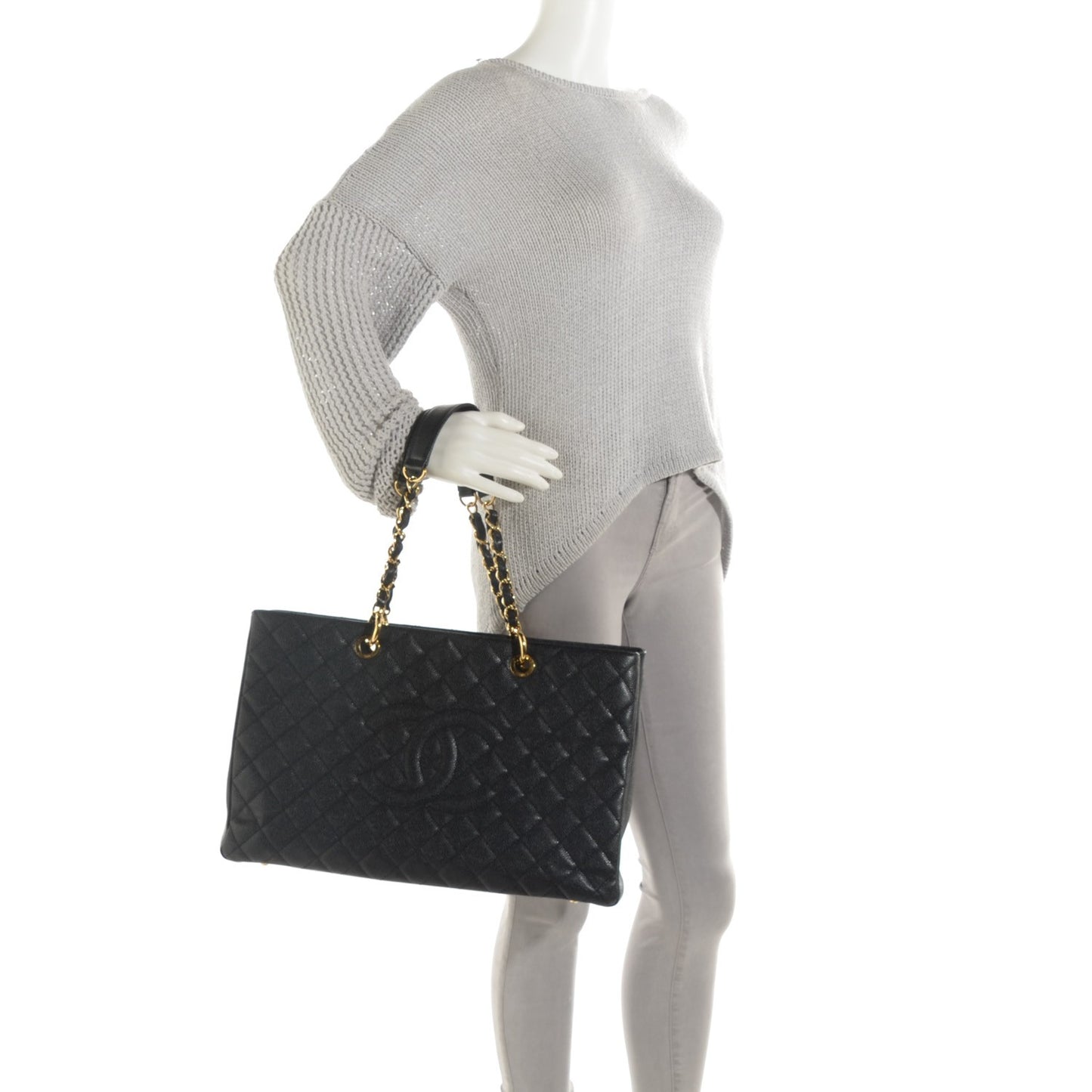 Caviar Quilted XL Grand Shopping Tote GST Black