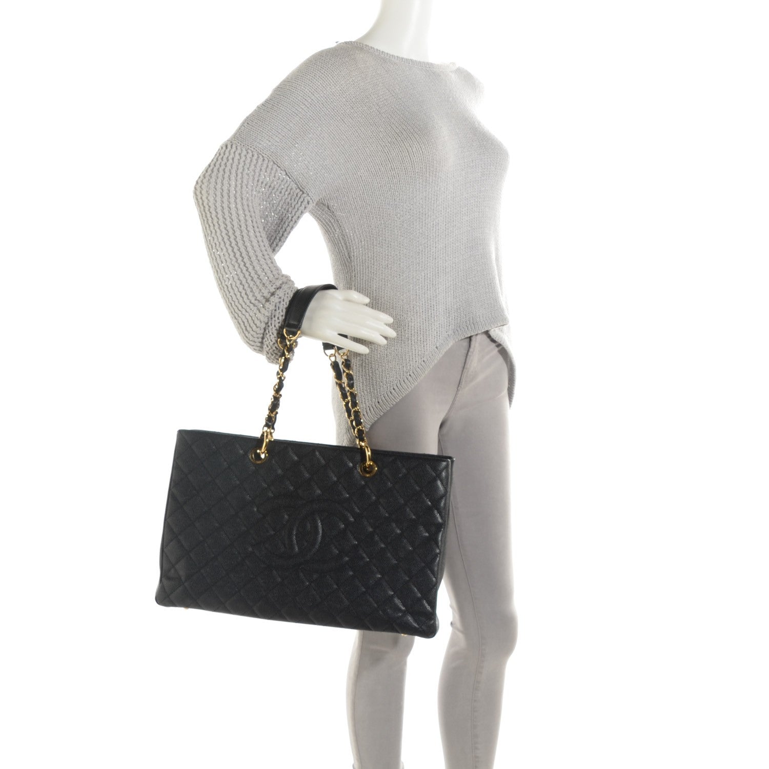 Chanel Caviar Quilted XL Grand Shopping Tote GST Black 2 of 7