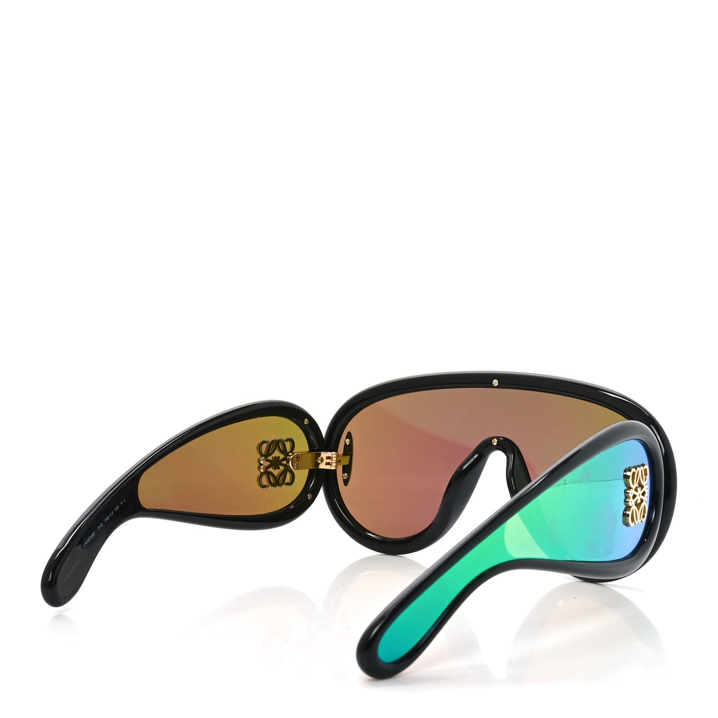 Acetate Mirrored Anagram Wave Mask Sunglasses LW40108I Black Green