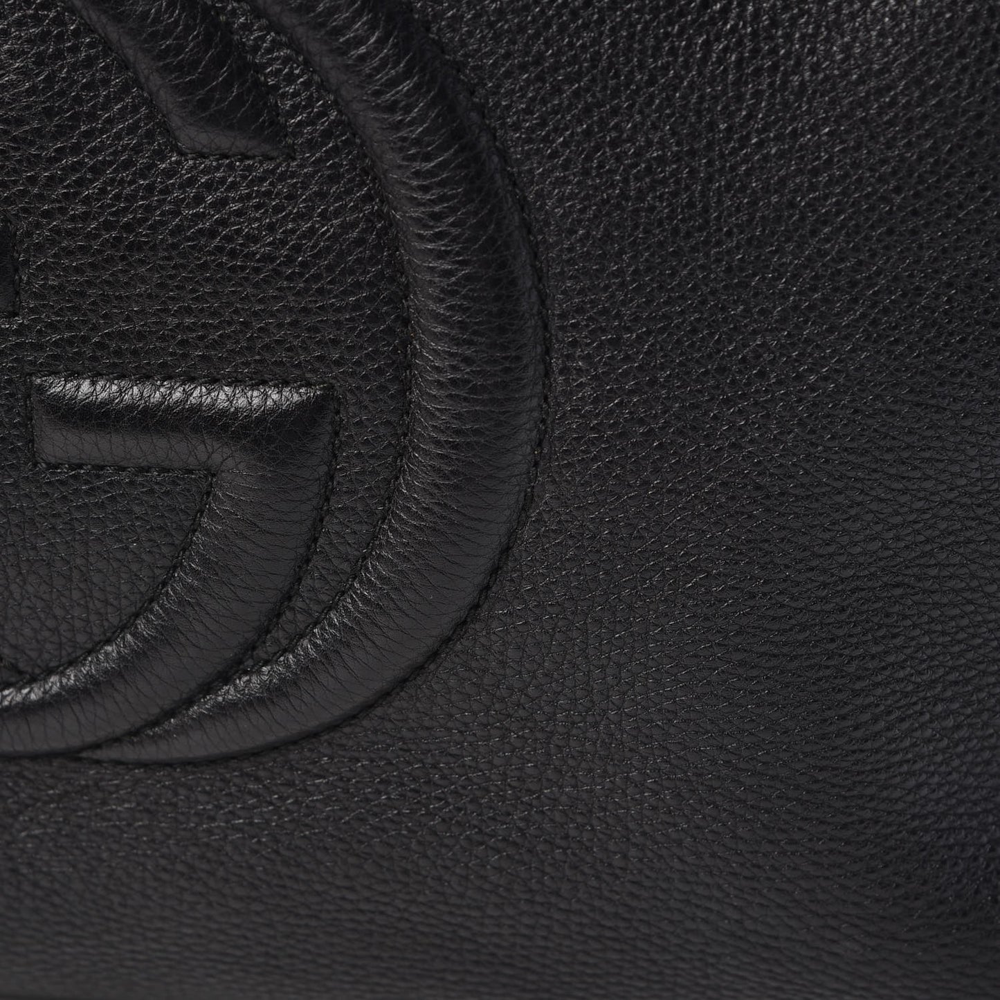 Pebbled Calfskin Large Soho Chain Shoulder Bag Black