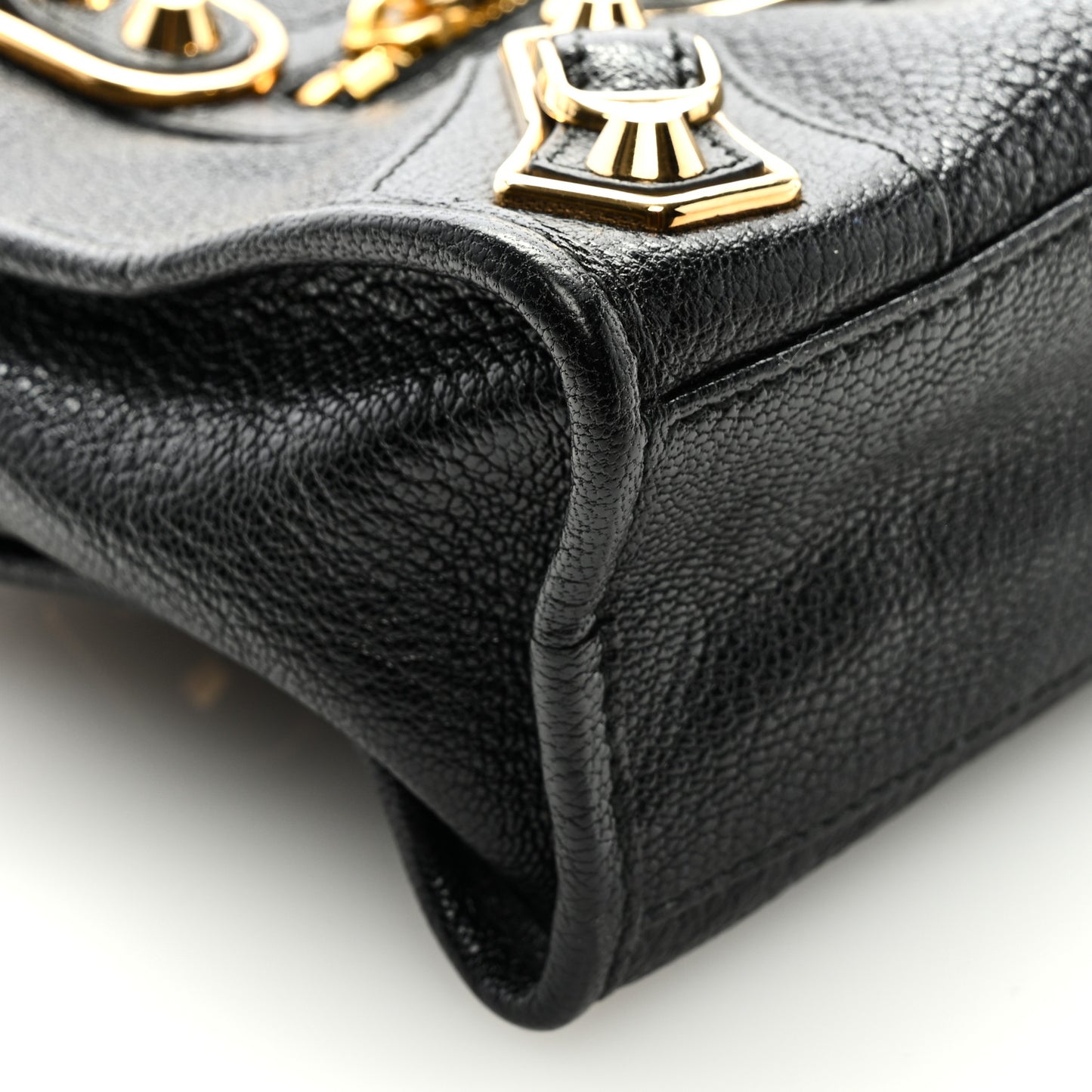 Chevre Gold Metallic Edge Hardware Mini City Black