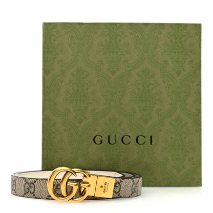 Gucci Calfskin GG Supreme Monogram Double G Reversible 20mm Belt 80 32 Acero 6 of 6