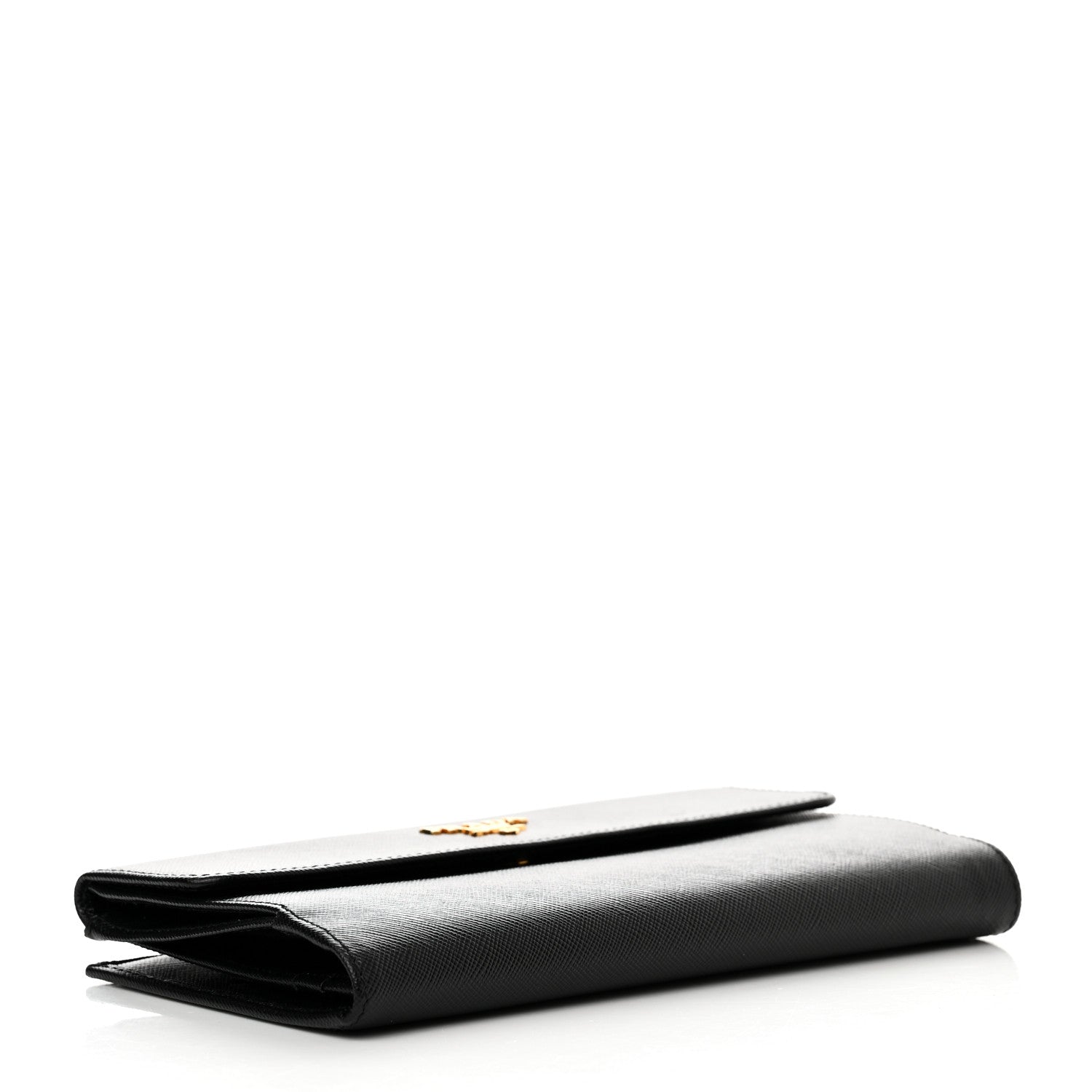 Prada Saffiano Metal Large Flap Wallet Black 4 of 12
