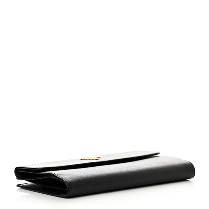 Prada Saffiano Metal Large Flap Wallet Black 4 of 12