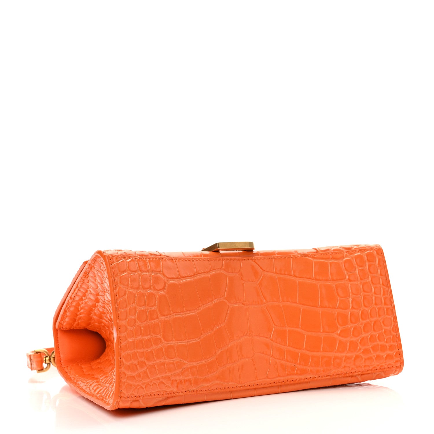 Balenciaga Shiny Calfskin Crocodile Embossed Small Hourglass Top Handle Bag Orange 4 of 12