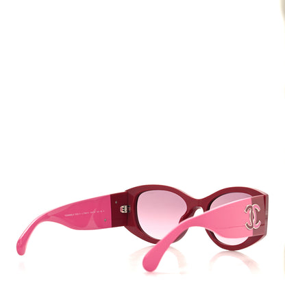 Chanel Acetate Oval Sunglasses 5524-A Pink Red 4 of 9