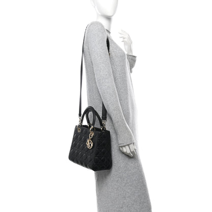 Christian Dior Lambskin Cannage Medium Lady Dior Black 3 of 11