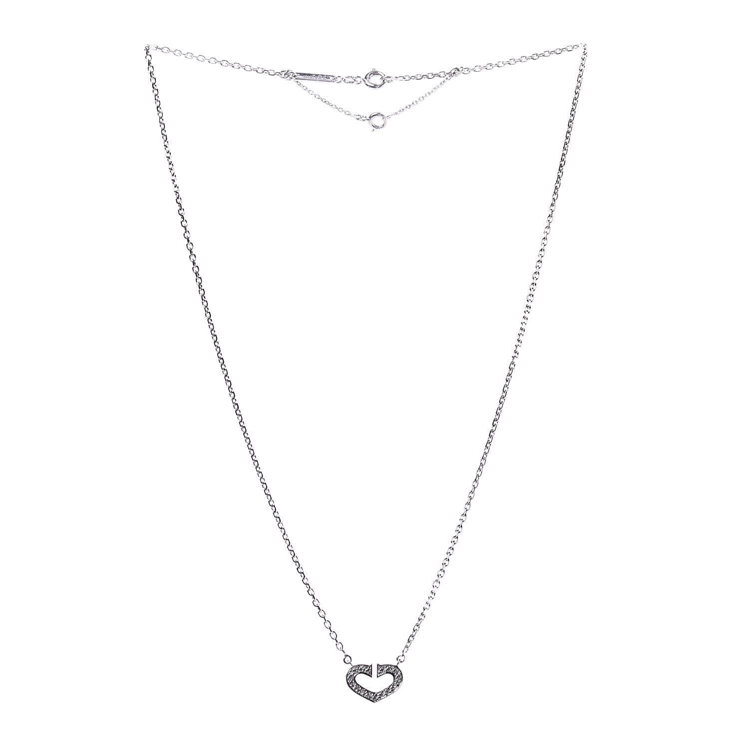 Cartier 18K White Gold Diamond Small Hearts and Symbols Pendant Necklace 3 of 7
