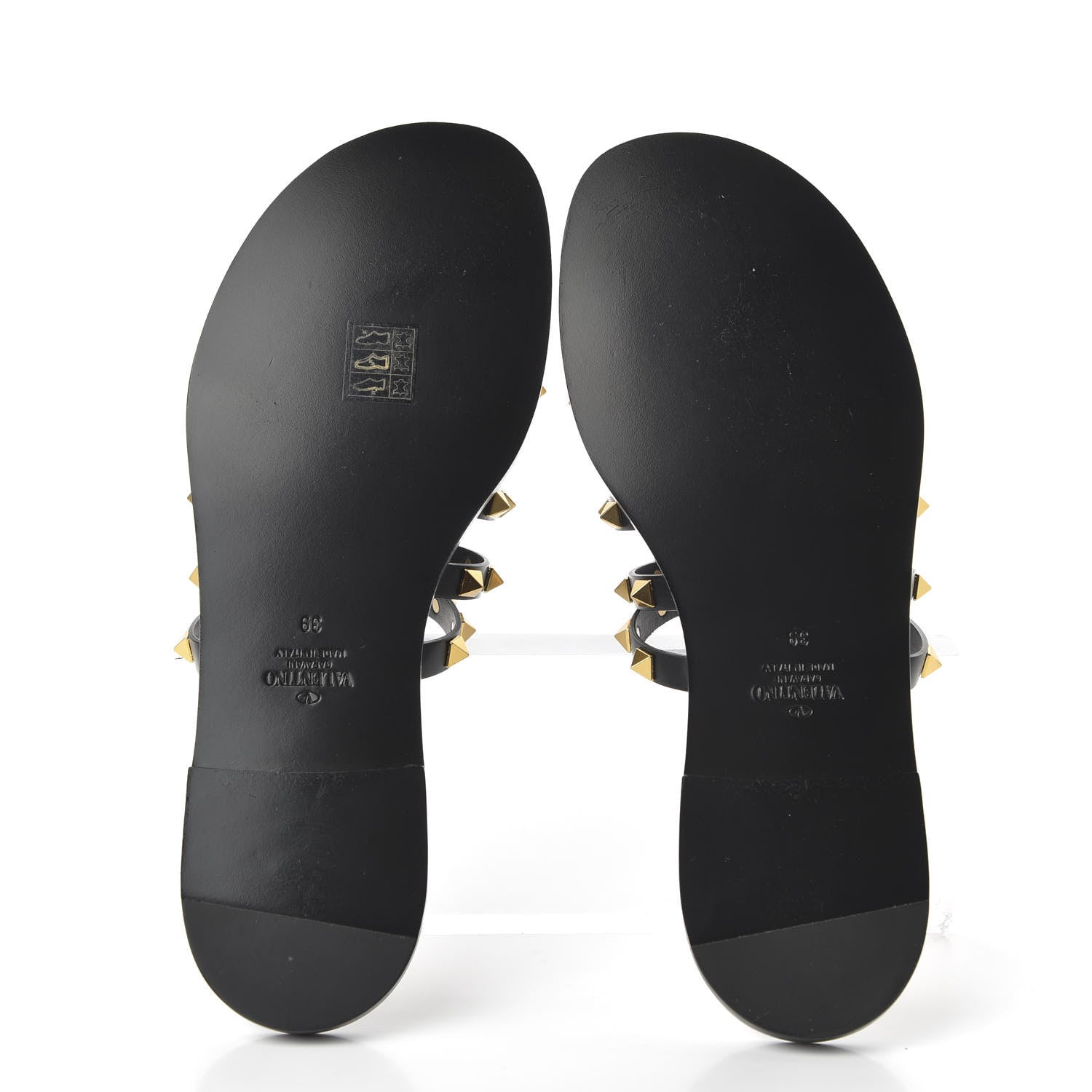 Valentino Garavani Calfskin Rockstud Flair Caged Flat Slide Sandals 39 Black 5 of 9