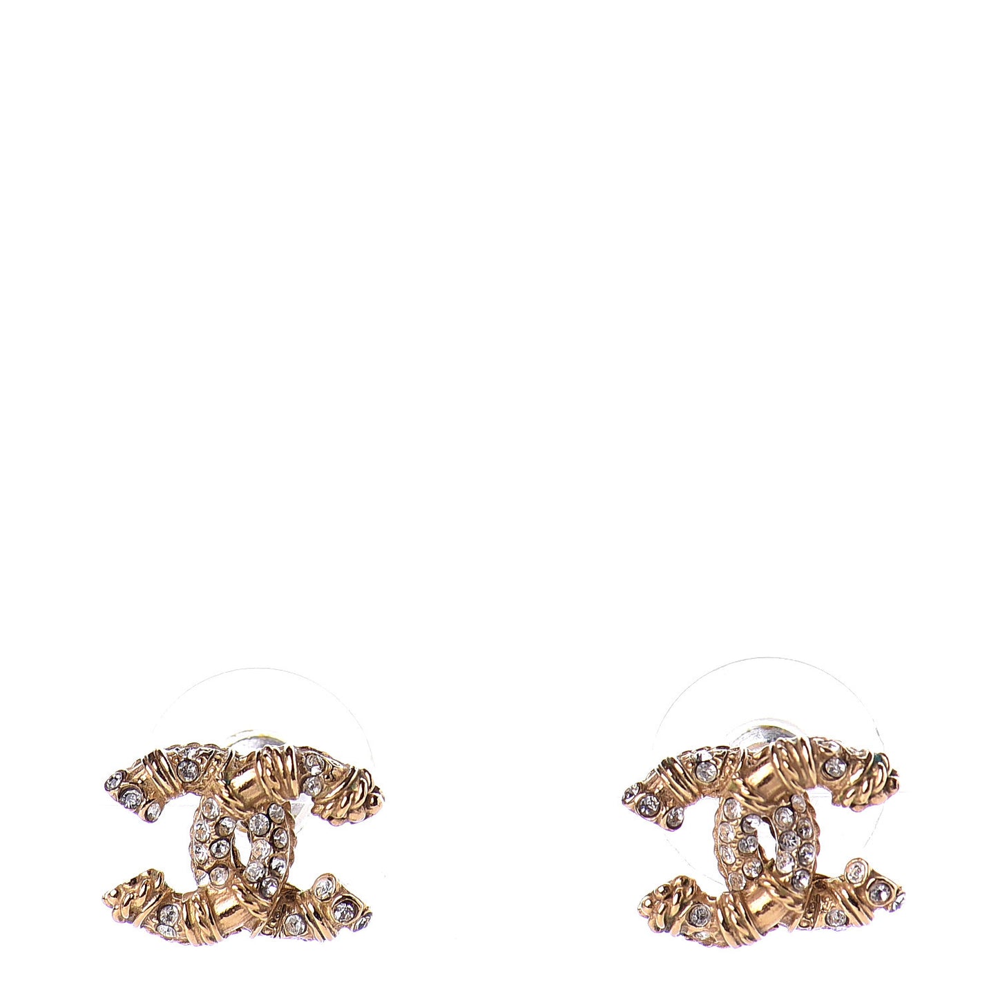 Crystal Twisted CC Earrings Gold