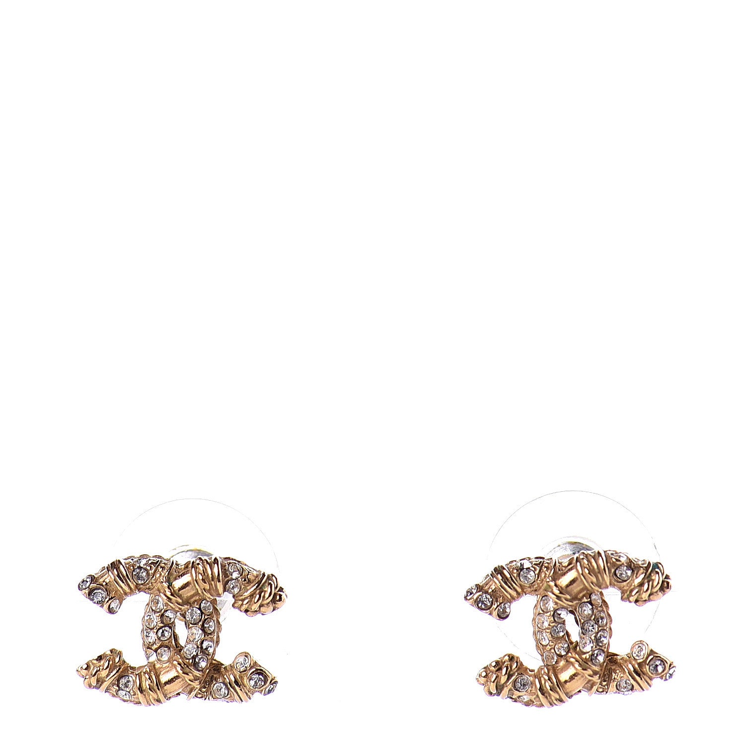 Chanel Crystal Twisted CC Earrings Gold 1 of 5