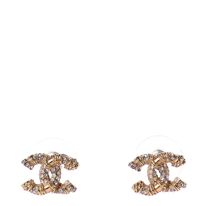 Chanel Crystal Twisted CC Earrings Gold 1 of 5