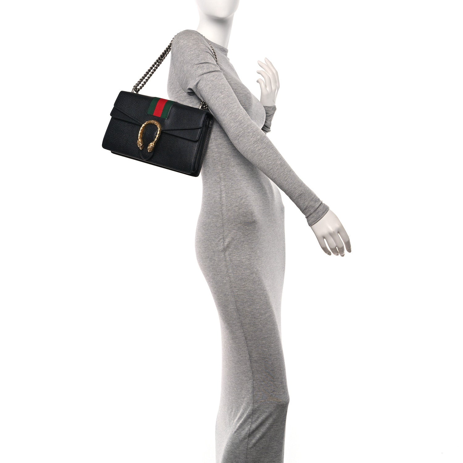 Gucci Calfskin Web Small Dionysus Shoulder Bag Black 2 of 10