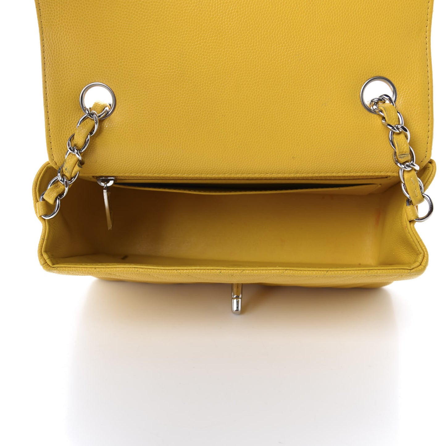 Caviar Chevron Quilted Mini Rectangular Flap Yellow