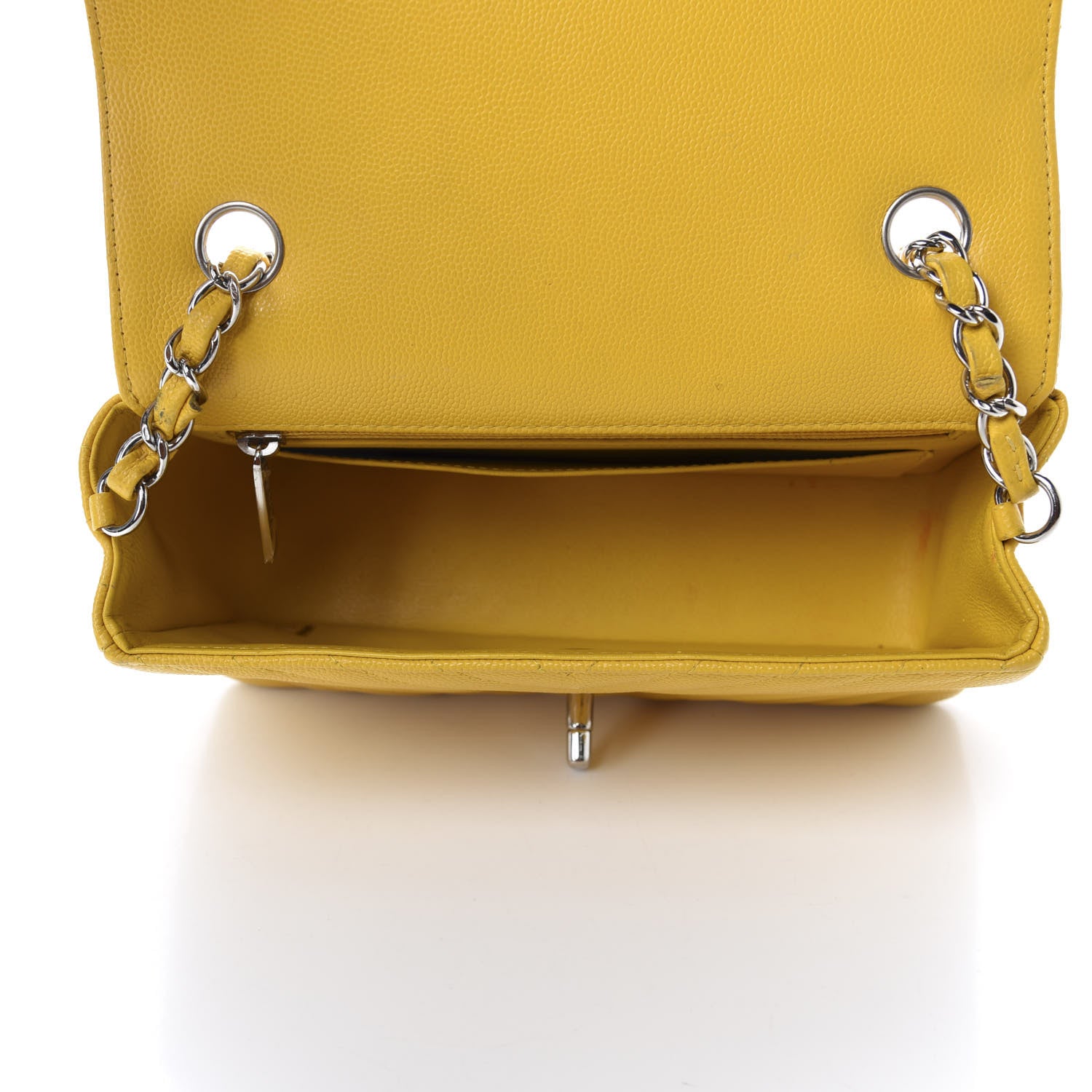 Chanel Caviar Chevron Quilted Mini Rectangular Flap Yellow 5 of 11