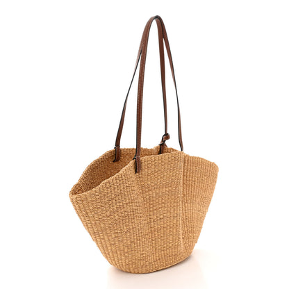 Loewe Calfskin Raffia Paulas Ibiza Small Shell Basket Tote Bag Natural Tan 3 of 11