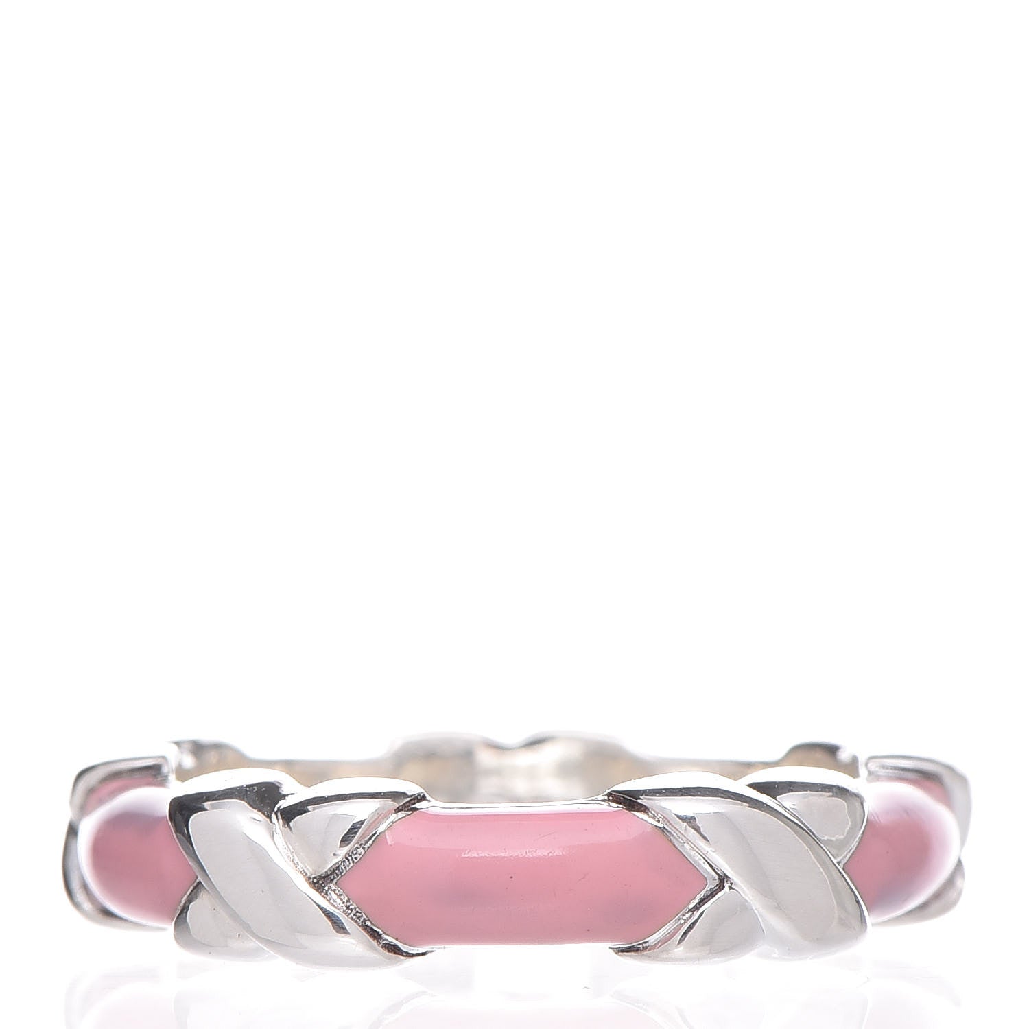 Tiffany Sterling Silver Enamel Signature X Ring 52 6 Pink 3 of 4