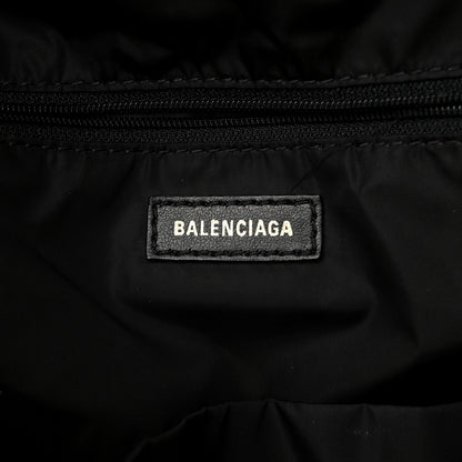 Balenciaga Recycled Sport Nylon Allover Gradient Logo Wheel Backpack Black White 6 of 9