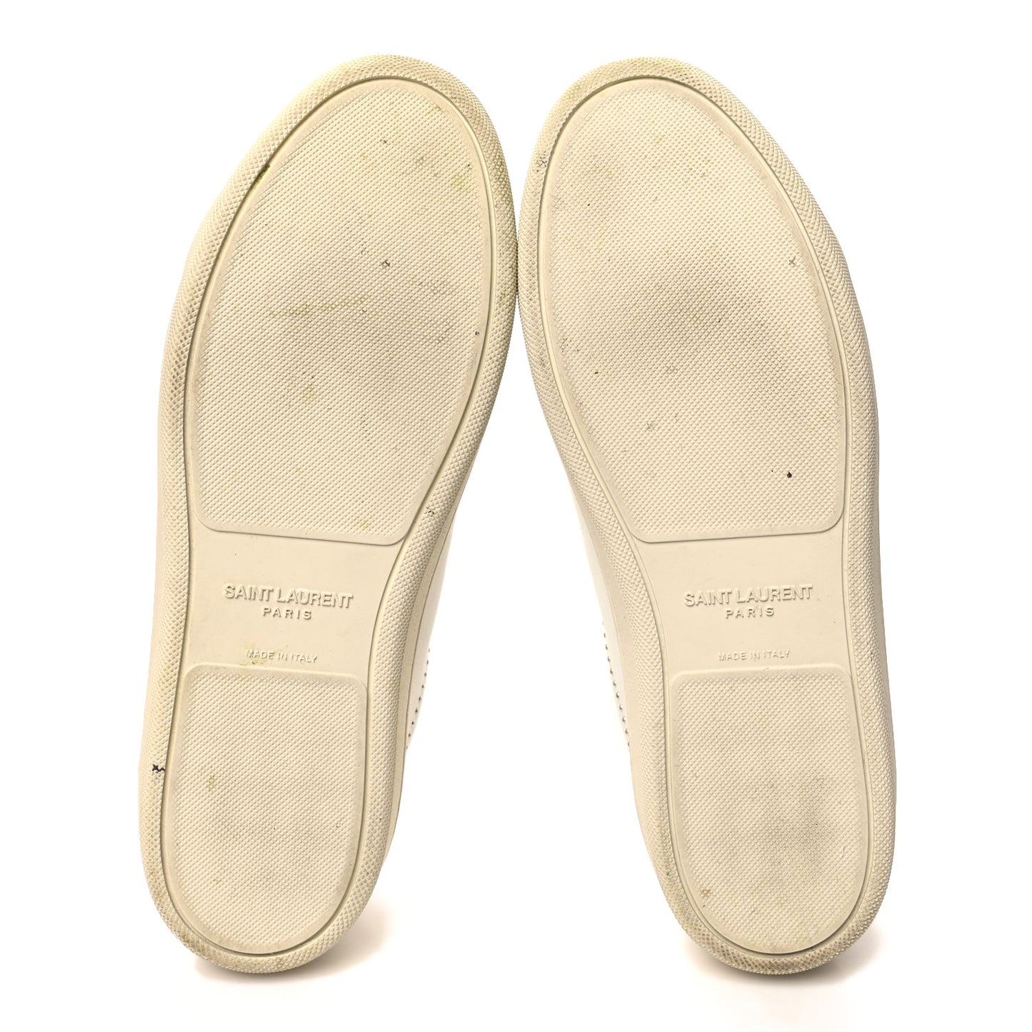 SAINT LAURENT Calfskin Studded SL/08 Low Top Sneakers 37.5 White