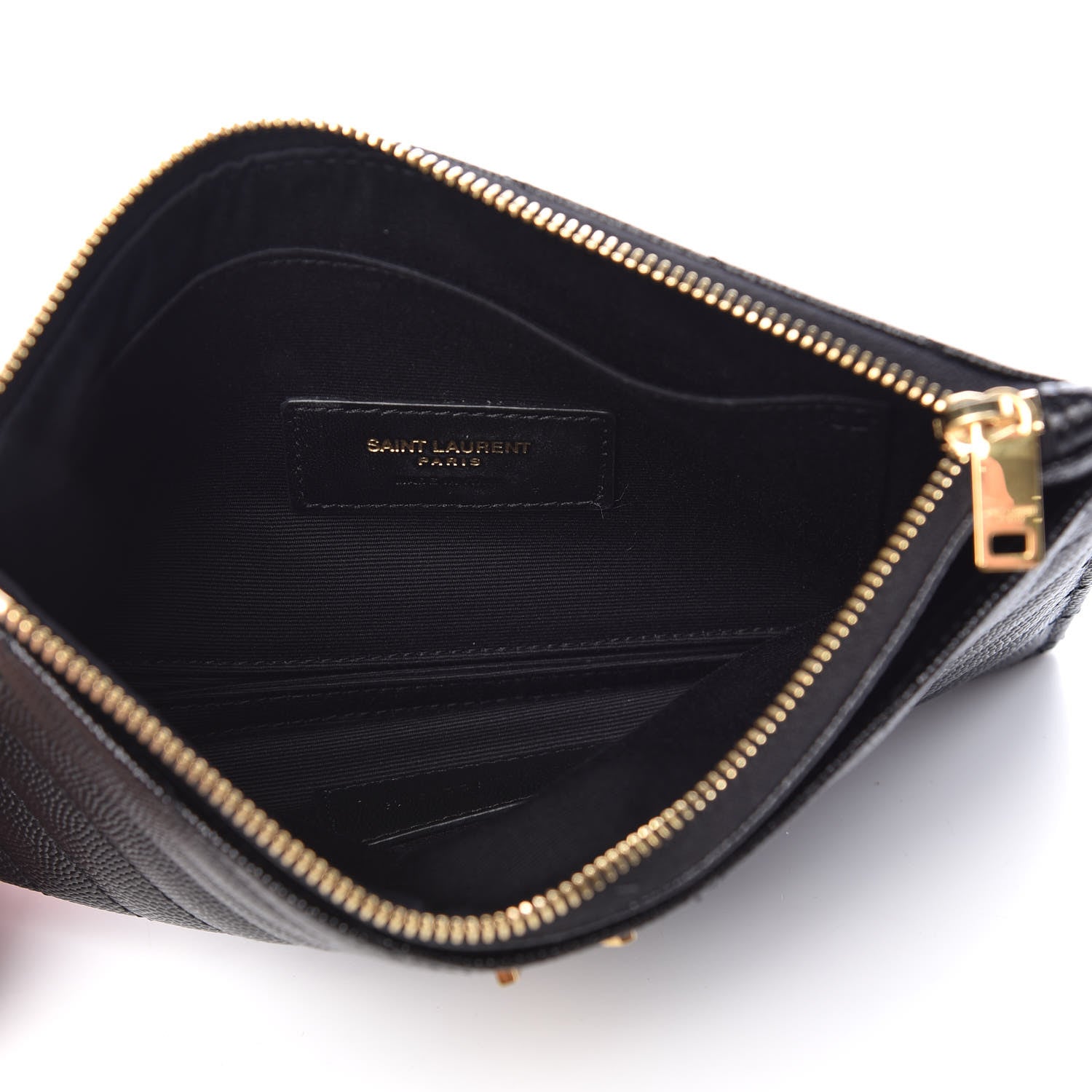 Saint Laurent Grain De Poudre Chevron Monogram Bill Pouch Black 5 of 8
