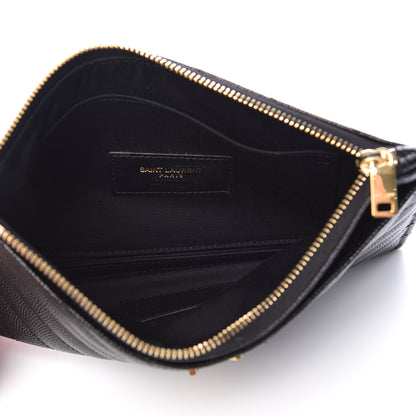 Saint Laurent Grain De Poudre Chevron Monogram Bill Pouch Black 5 of 8