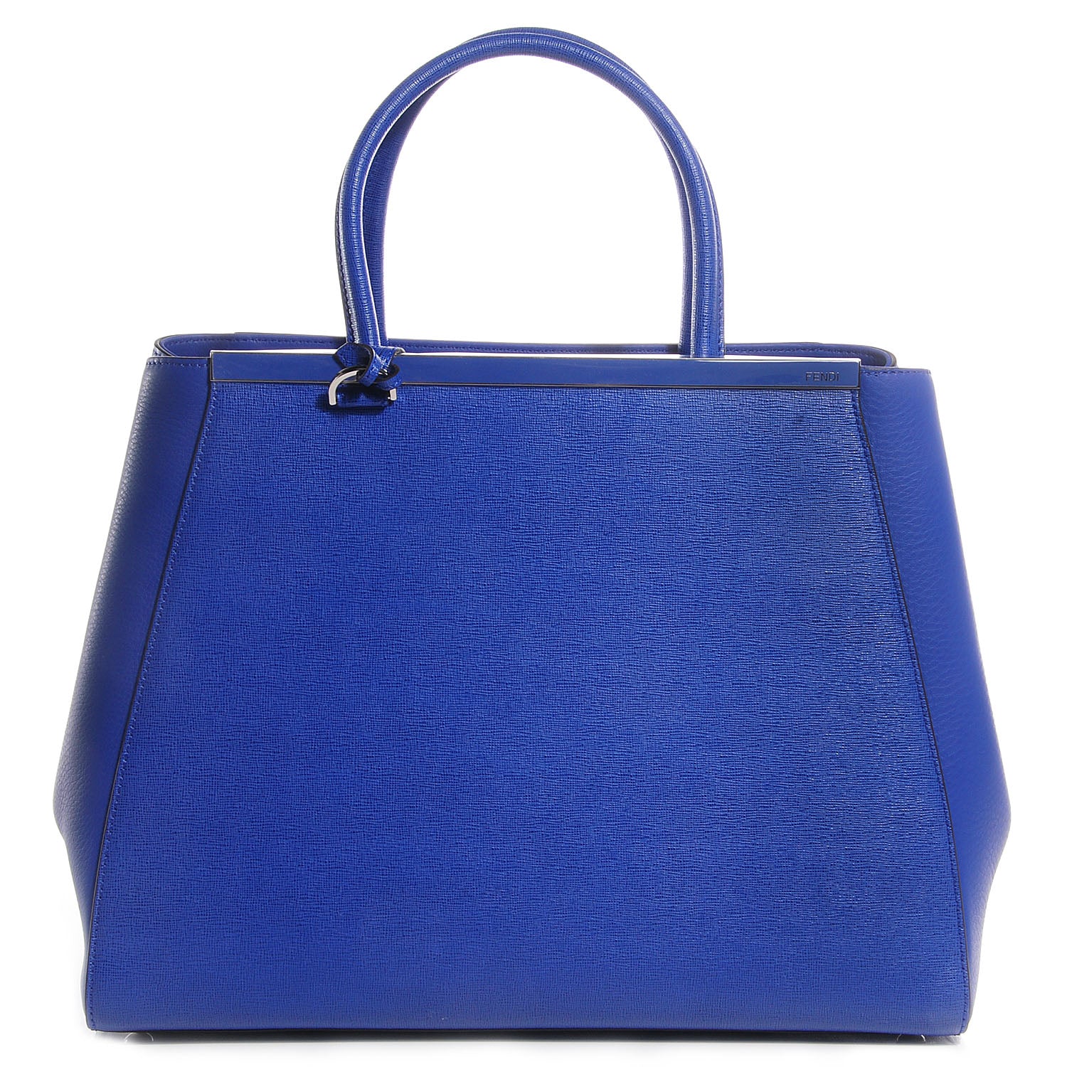 Fendi Vitello Elite Medium 2Jours Tote Blue Neon 1 of 11